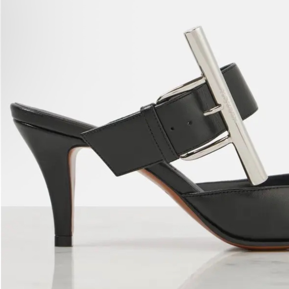 New Alexander McQueen Birdee T-Bar Leather Mules Heels - Picture 5 of 14